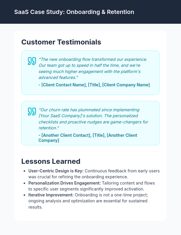 SaaS Onboarding & Retention Case Study — SMB